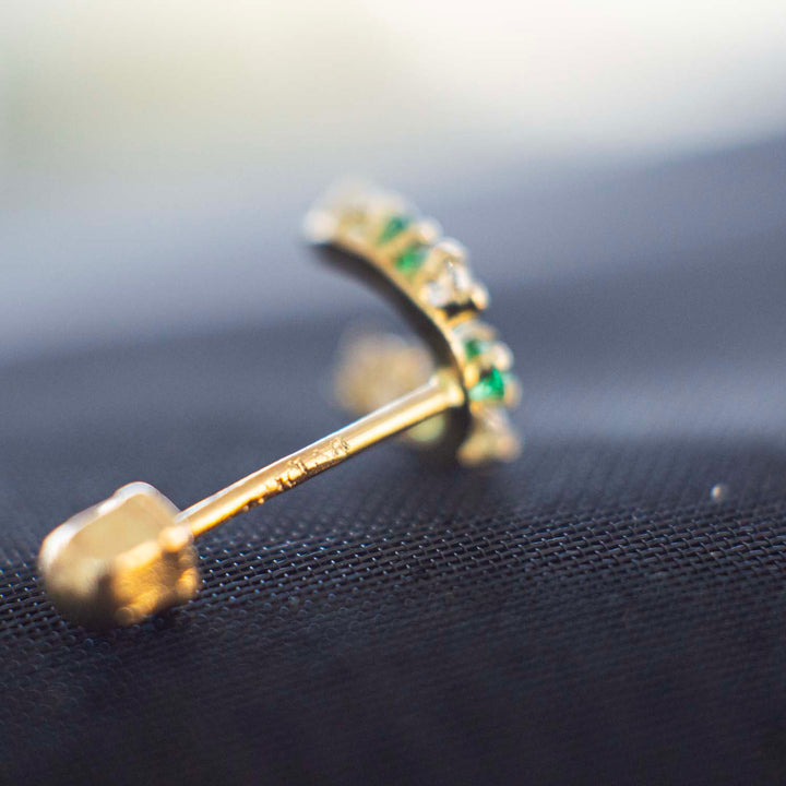 Aretes en forma de herradura zirconia verde y blanca