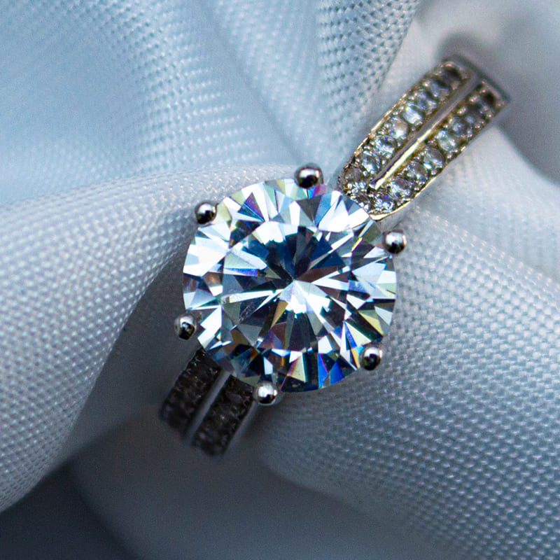 Anillo de Compromiso de plata con Moissanita 1 CT