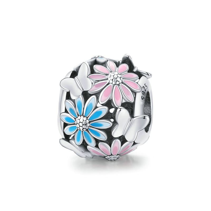 CHARMS DE ESFERA CON FLORES EN FONDO BLANCO - GOLD SHIELD