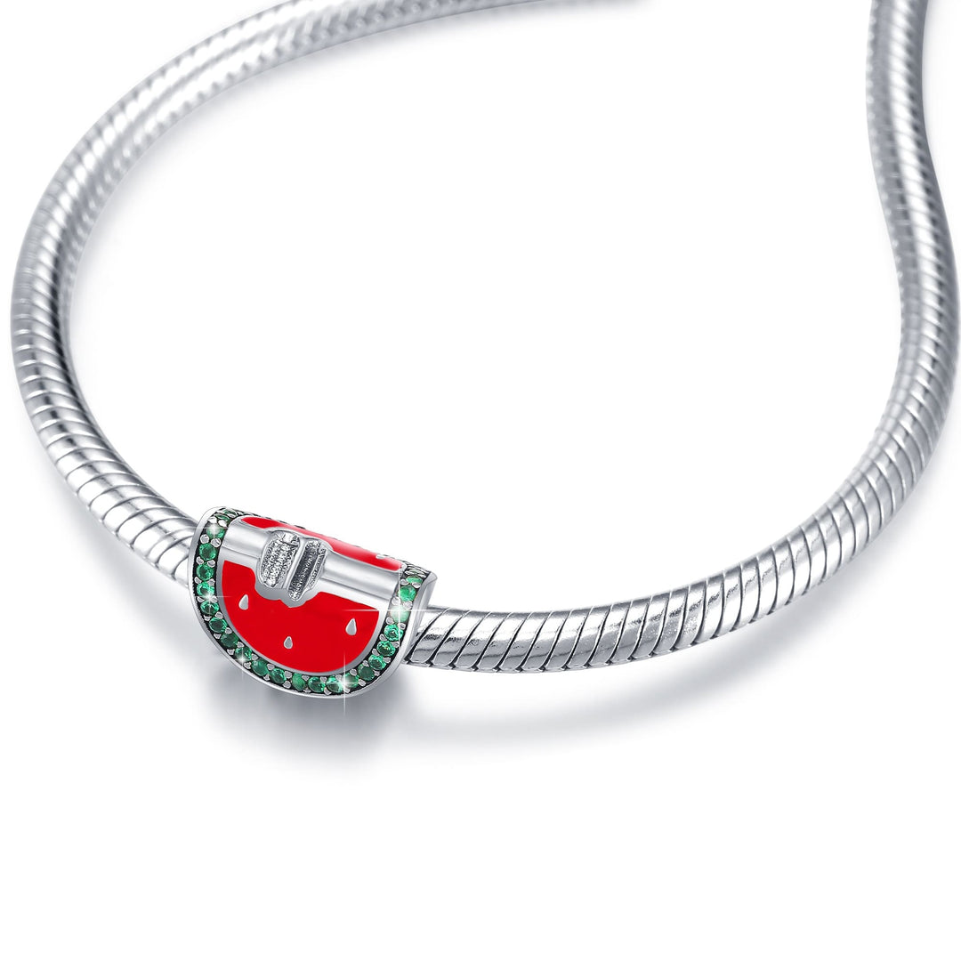 CHARM DE SANDIA CON PULSERA DE PLATA FABRICADO EN PLATA 925 Y ZIRCONIAS MARCA GOLD SHIELD
