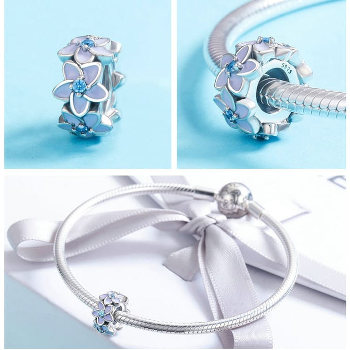 corona de flores en pulsera para charms gold shield