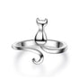 Anillo de Plata 925 Ajustable con Diseño de Gatito