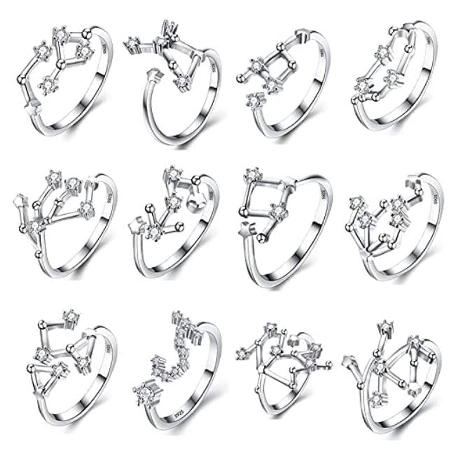 Anillos de Promesa con Zirconia de Plata 925 y Signos del Zodiaco