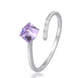 Anillo Ajustable Acero Inoxidable con Zirconia Rosa/Morada