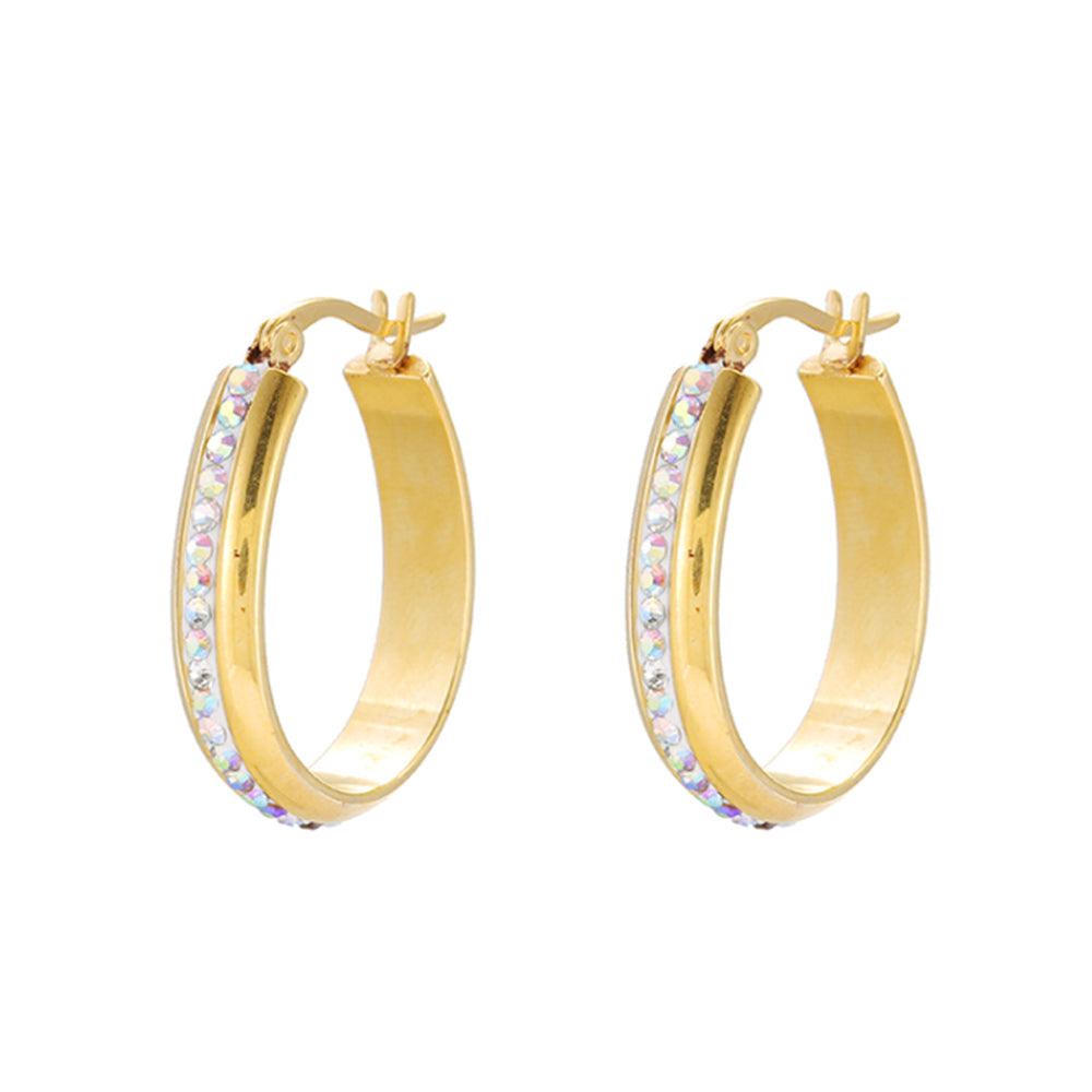 Aretes Arracadas Doradas de Acero Inoxidable - GOLD SHIELD