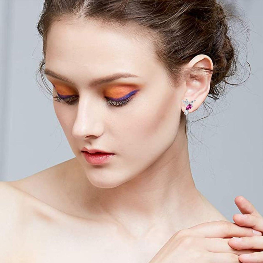 Aretes Colibrí con Zirconia de Plata 925 - GOLD SHIELD