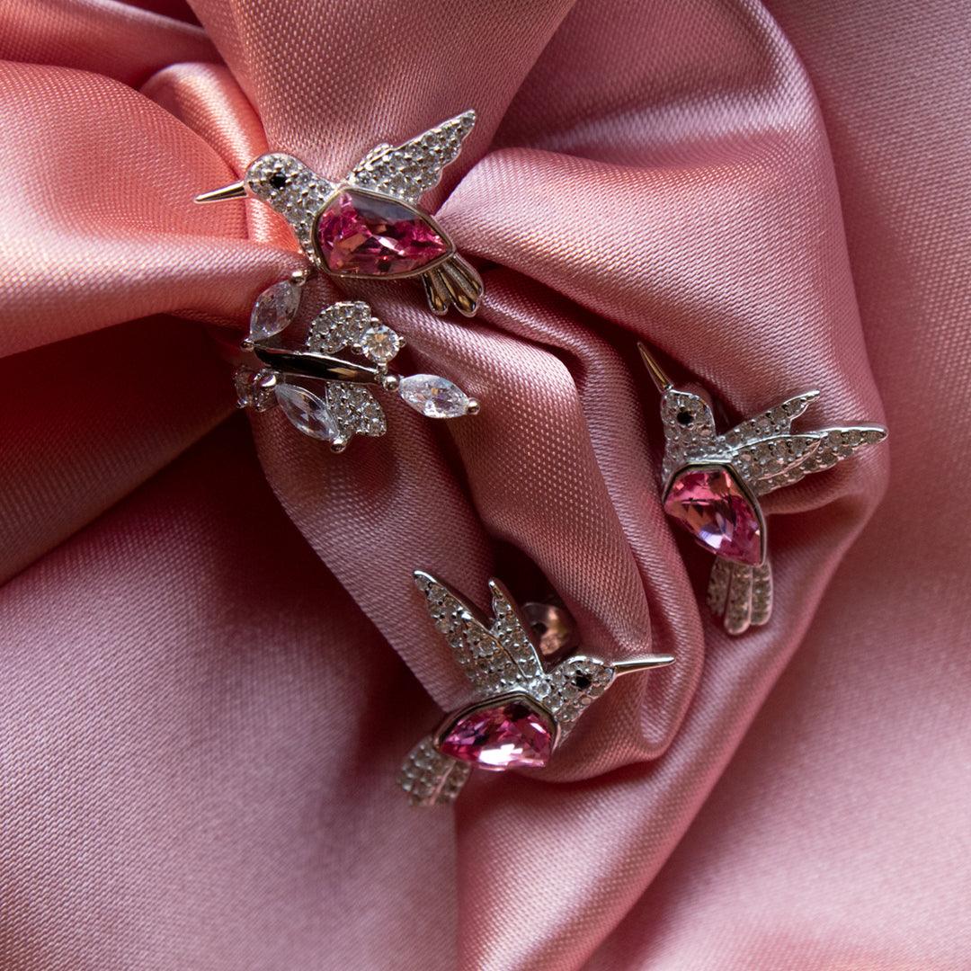Aretes Colibrí con Zirconia de Plata 925 - GOLD SHIELD