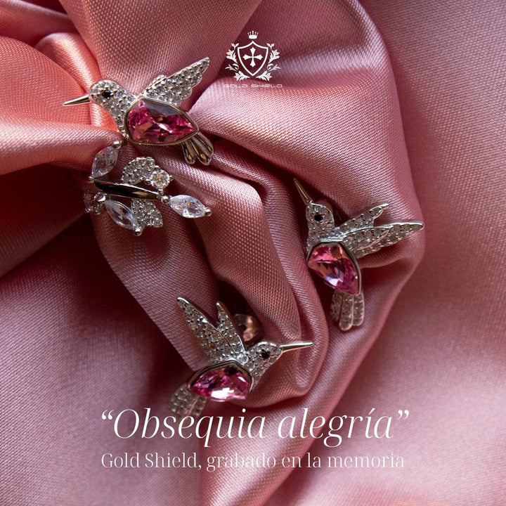 Aretes Colibrí con Zirconia de Plata 925 - GOLD SHIELD