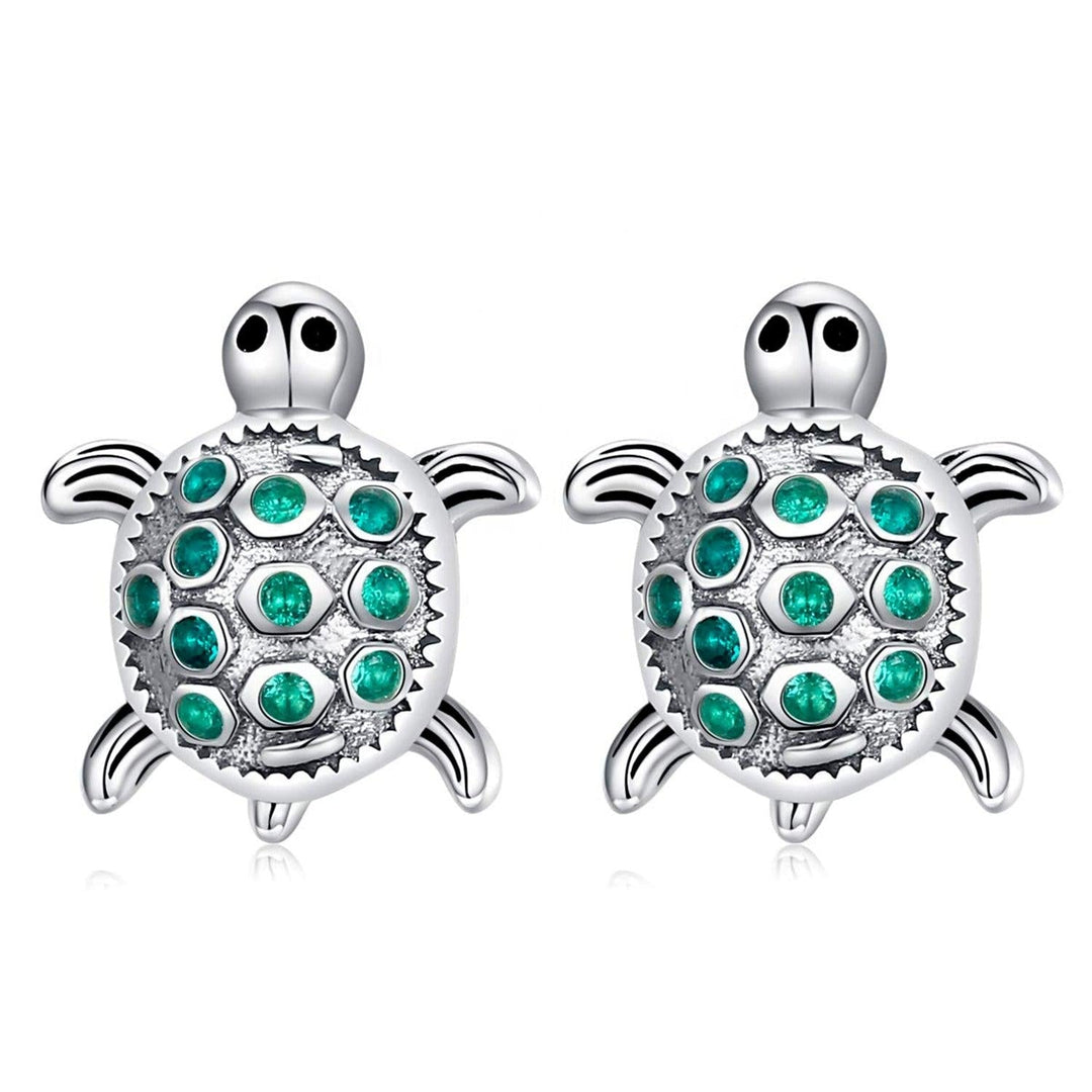 Aretes Tortuga de Plata 925 y Zirconia - GOLD SHIELD
