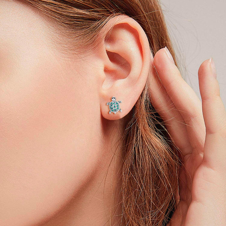 Aretes Tortuga de Plata 925 y Zirconia - GOLD SHIELD