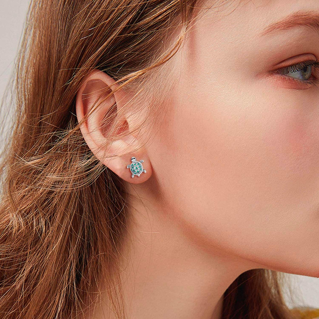 Aretes Tortuga de Plata 925 y Zirconia - GOLD SHIELD