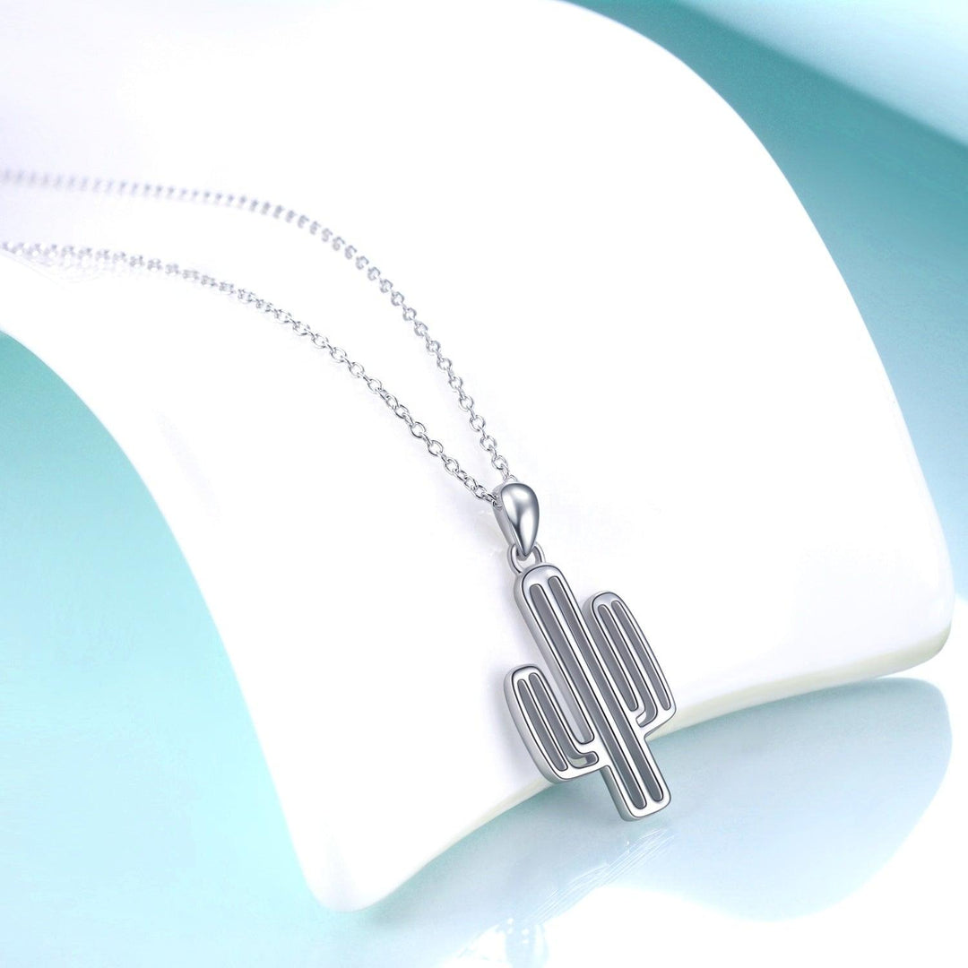 Collar de Cactus para Mujer de Plata 925 y Baño en Rodio con Caja para Regalo - GOLD SHIELD