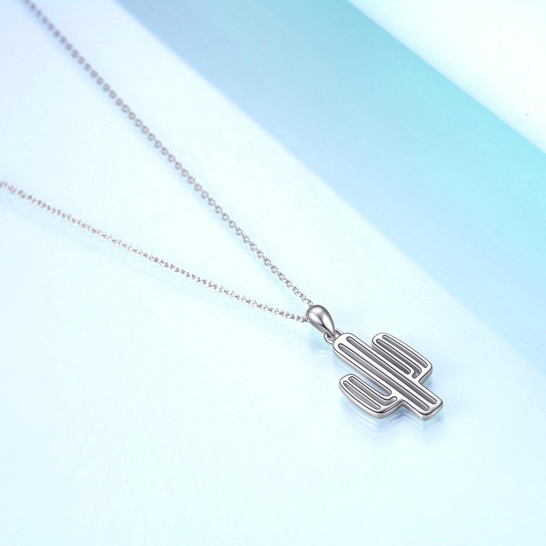 Collar de Cactus para Mujer de Plata 925 y Baño en Rodio con Caja para Regalo - GOLD SHIELD