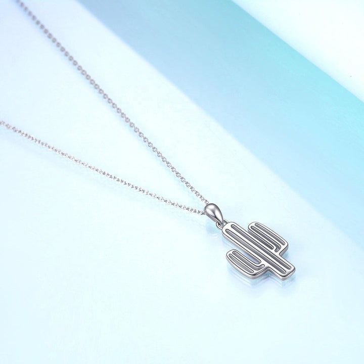 Collar de Cactus para Mujer de Plata 925 y Baño en Rodio con Caja para Regalo - GOLD SHIELD