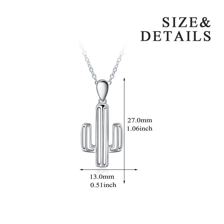 Collar de Cactus para Mujer de Plata 925 y Baño en Rodio con Caja para Regalo - GOLD SHIELD