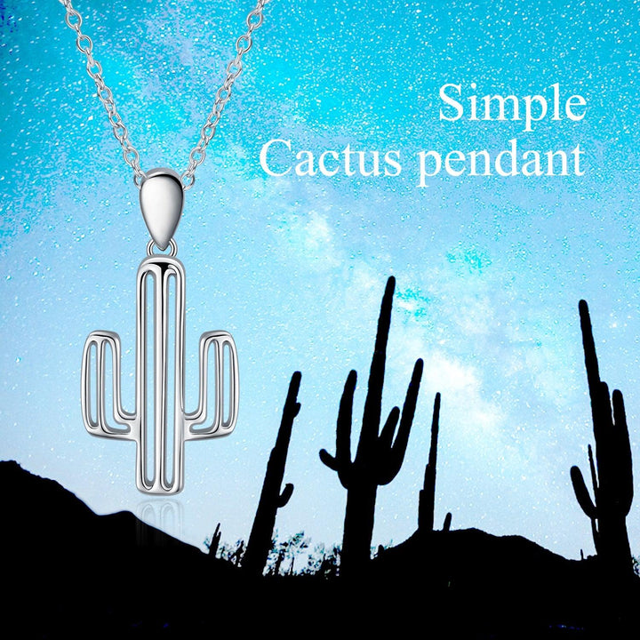 Collar de Cactus para Mujer de Plata 925 y Baño en Rodio con Caja para Regalo - GOLD SHIELD