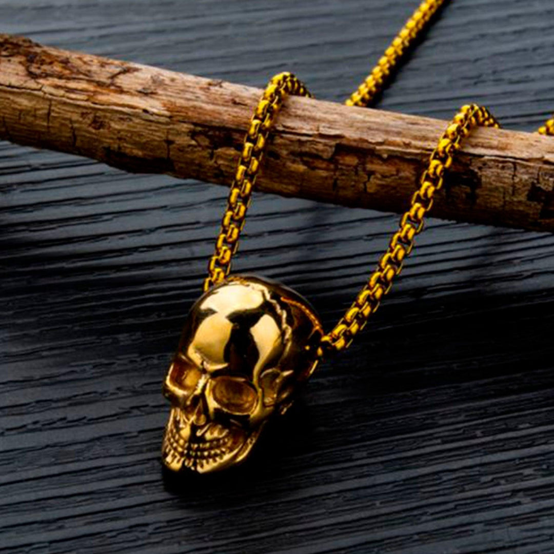 Collar para Hombre de Acero Inoxidable Cráneo - GOLD SHIELD