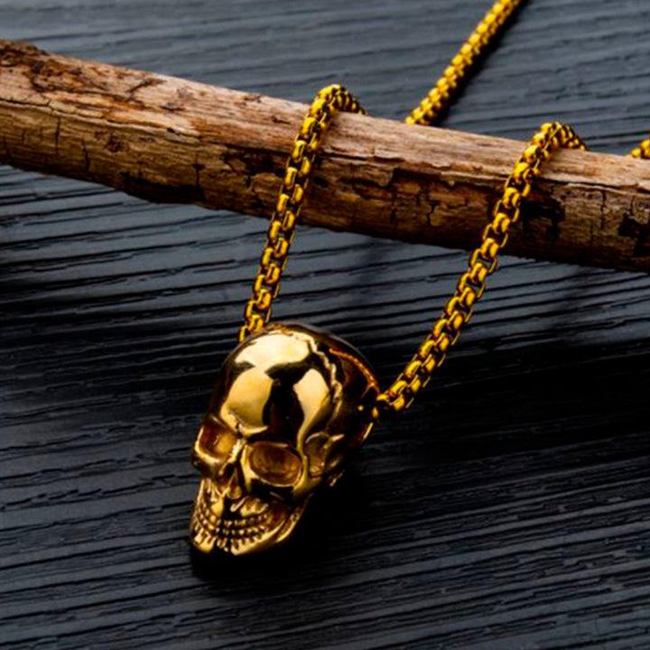 Collar para Hombre de Acero Inoxidable Cráneo - GOLD SHIELD