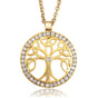 Collar Árbol de la Vida Acero Inoxidable con Chapa de Oro 14k