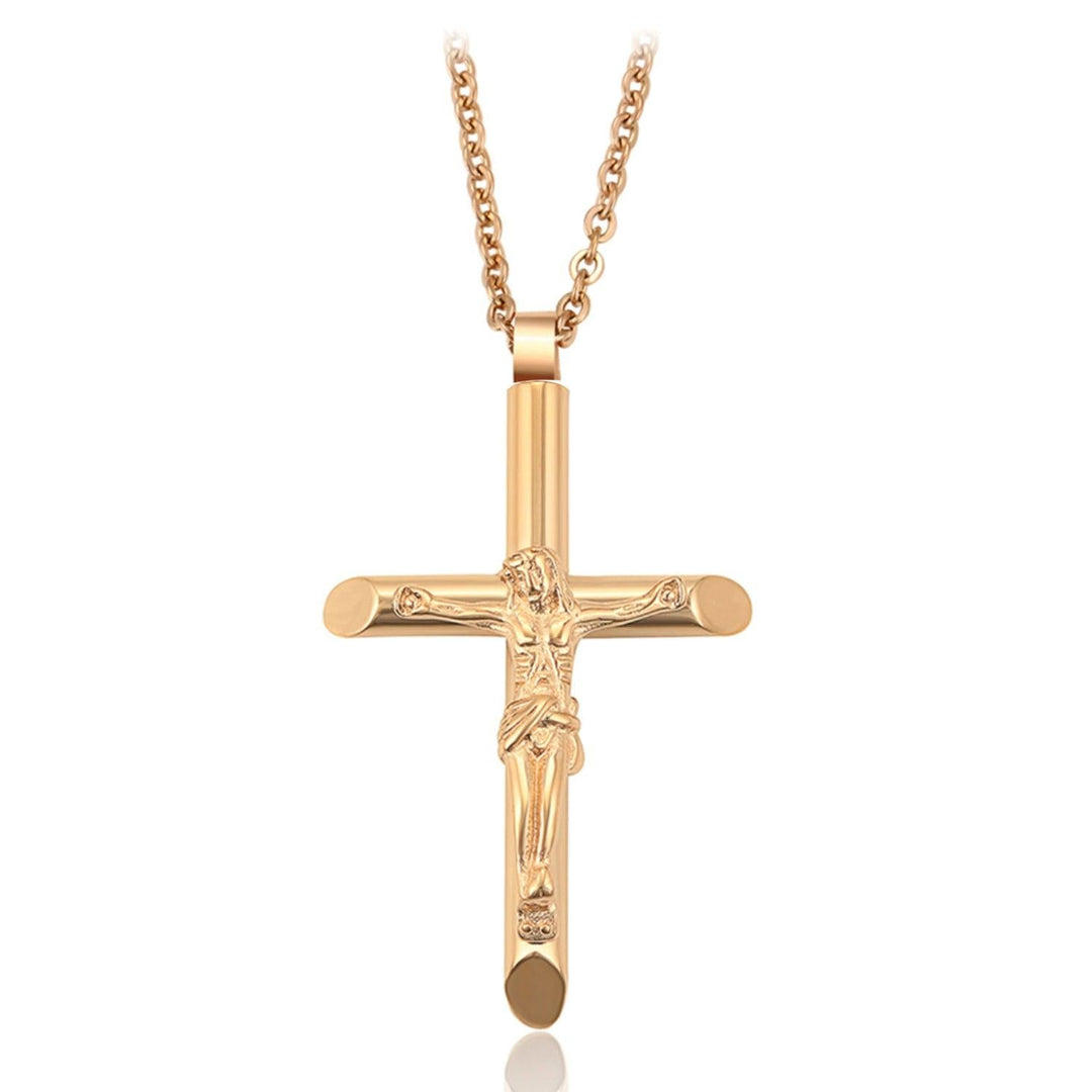 Collar Unisex de Acero Inoxidable Cruz Cristo - GOLD SHIELD