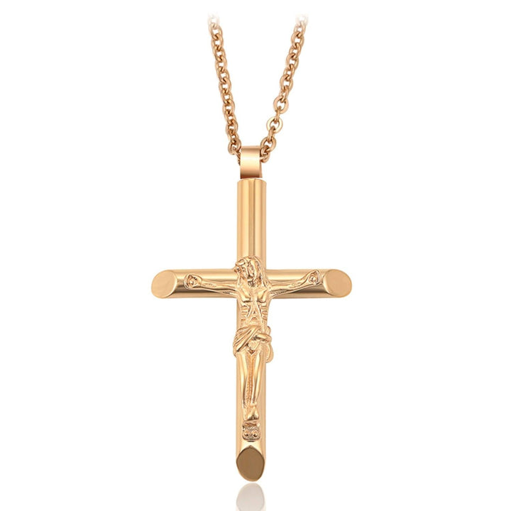 Collar Unisex de Acero Inoxidable Cruz Cristo - GOLD SHIELD