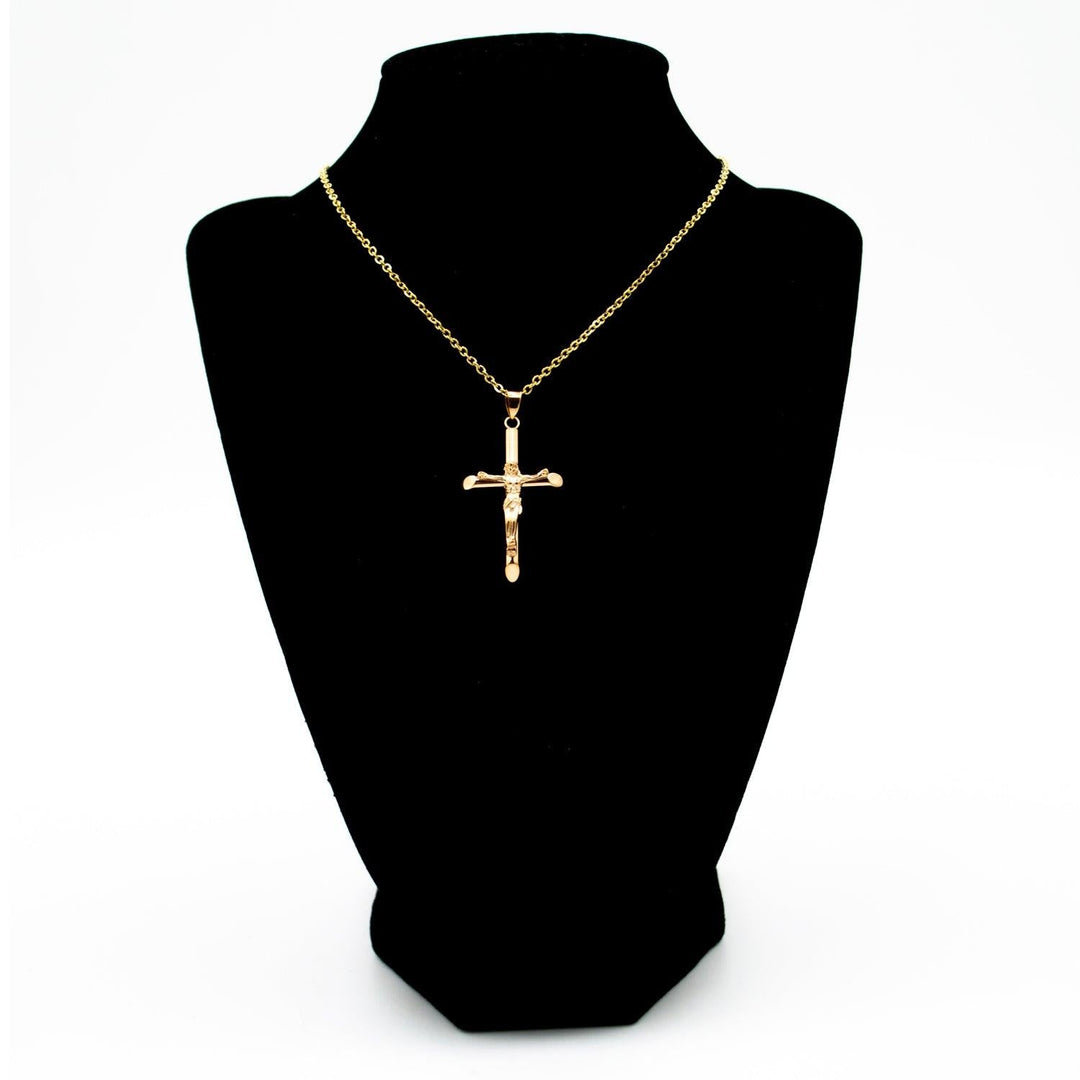 Collar Unisex de Acero Inoxidable Cruz Cristo - GOLD SHIELD