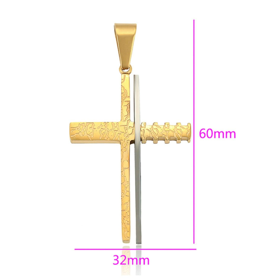 Collar Unisex de Acero Inoxidable Cruz Cristo - GOLD SHIELD