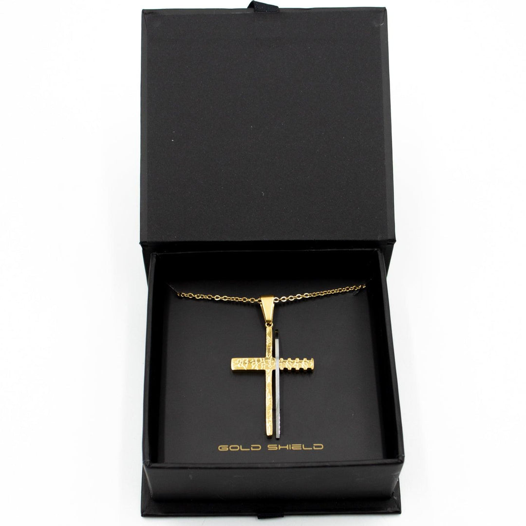 Collar Unisex de Acero Inoxidable Cruz Cristo - GOLD SHIELD