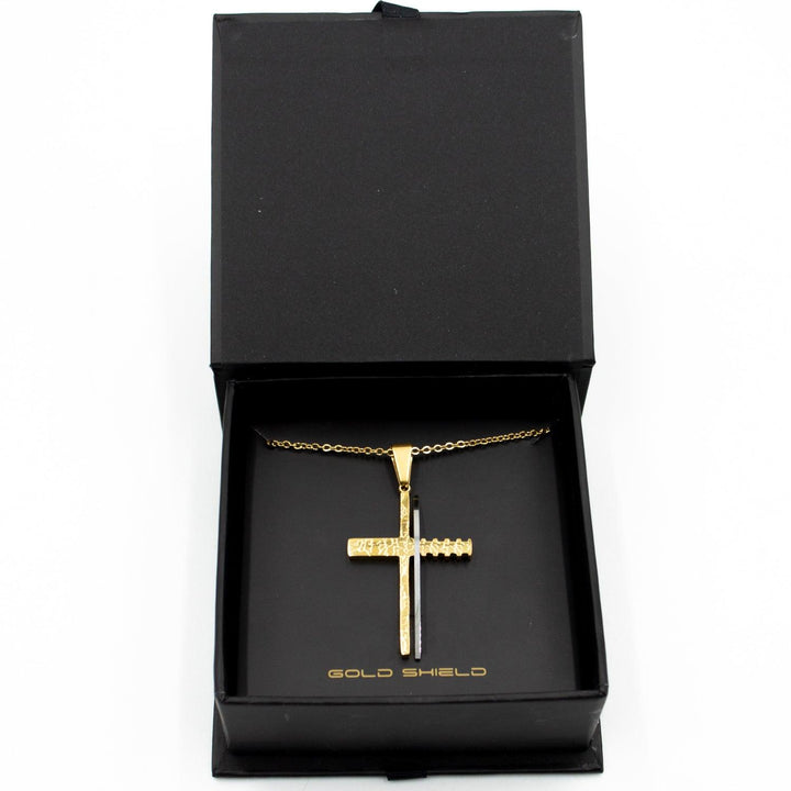 Collar Unisex de Acero Inoxidable Cruz Cristo - GOLD SHIELD