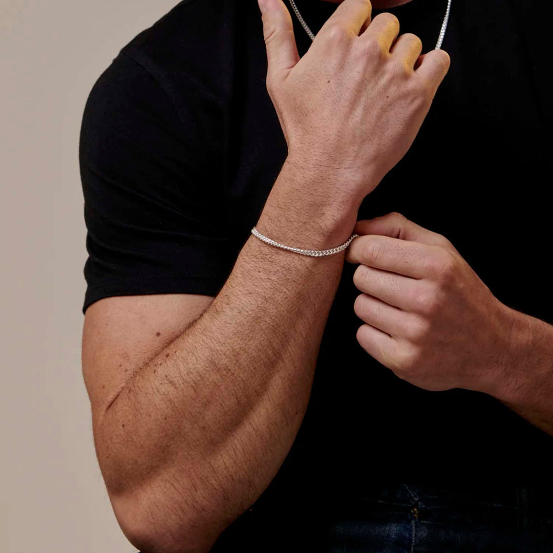 Pulsera de oro blanco para hombre 14k - GOLD SHIELD
