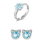 Set Anillo y Aretes Gato Plata 925 con Circonia - Joyería Mexicana