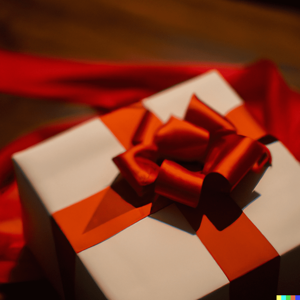 Se muestra caja de regalo con moño para 10 de mayo dia de las madres