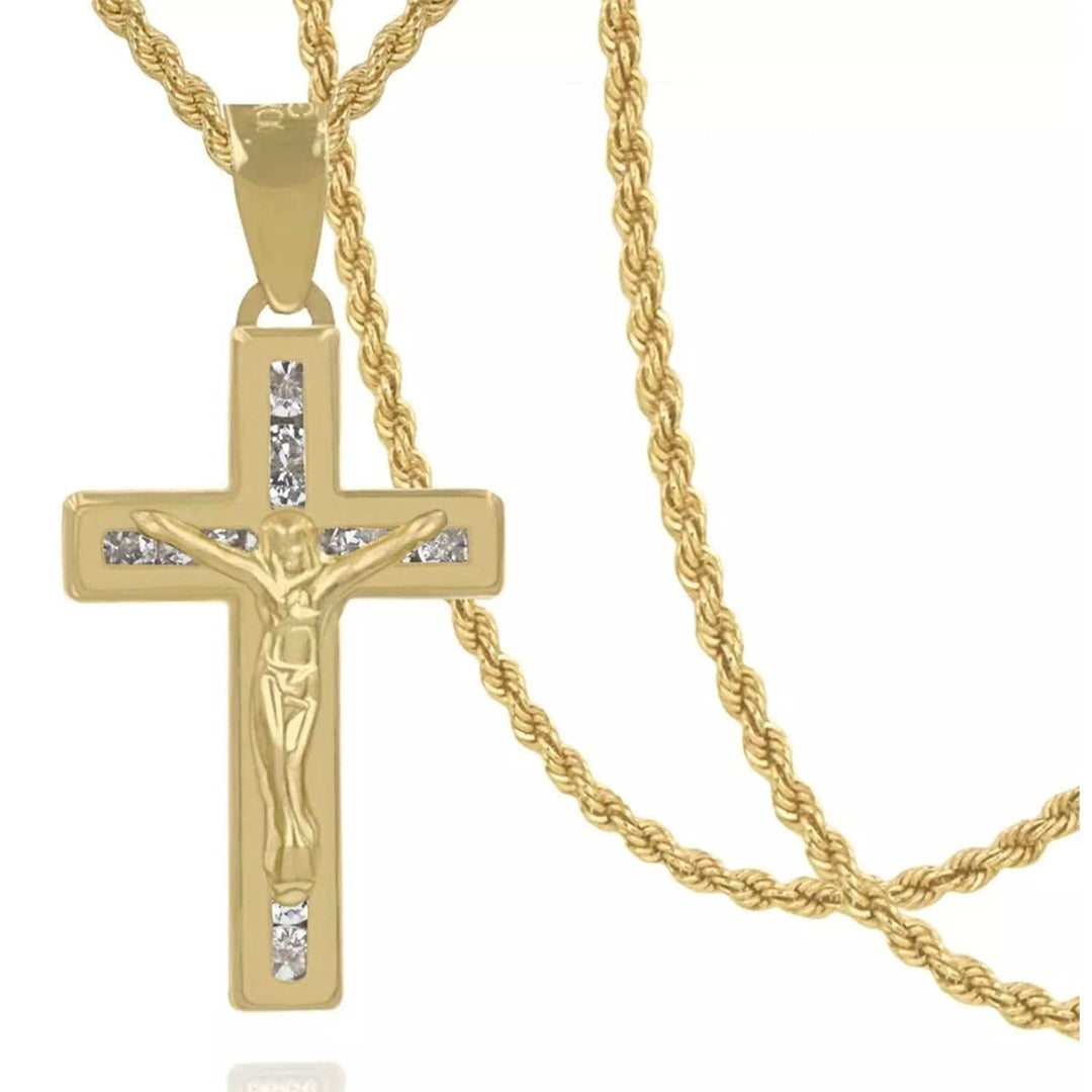 dije de cruz con cadena de oro - Gold Shield joyería mexicana