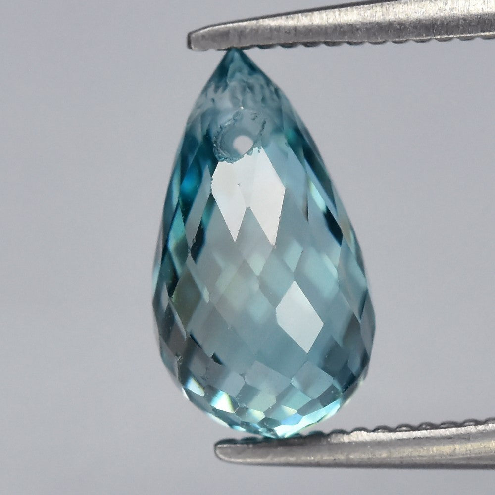 Zircon natural, azul, de Camboya, 2.24 quilates, corte briolette, pieza única, para anillo de oro 14k, plata 925 o dije, joyería mexicana Gold Shield
