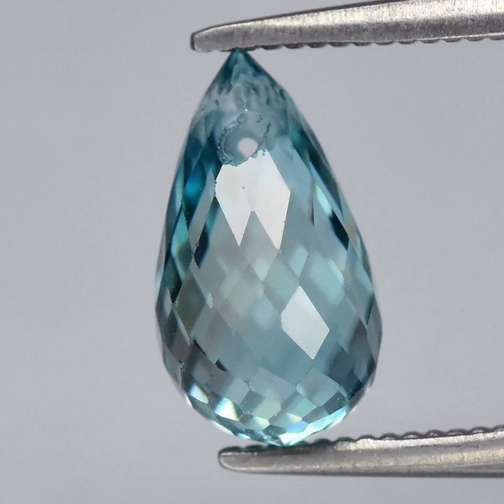 Zircon natural, azul, de Camboya, 2.24 quilates, corte briolette, pieza única, para anillo de oro 14k, plata 925 o dije, joyería mexicana Gold Shield