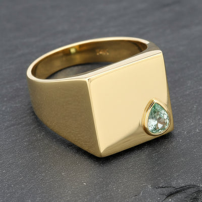 Anillo Hombre Oro 14k con Turmalina Paraiba 0.5ct | Gold Shield