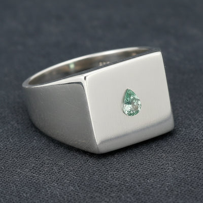 Anillo Hombre Plata 925 con Turmalina Paraiba 0.5ct | Gold Shield