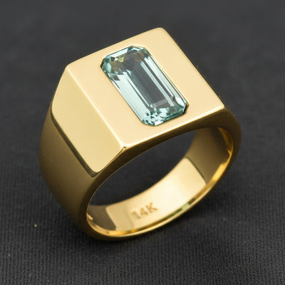Anillo Hombre Oro 14k con Berilo 0.69ct | Gold Shield