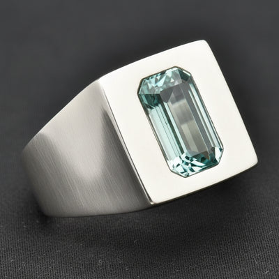 Anillo Hombre Plata 925 con Berilo 0.69ct | Gold Shield