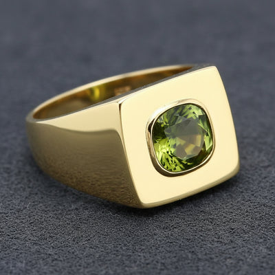 Anillo Hombre Oro 14k con Turmalina Verde 0.87ct | Gold Shield