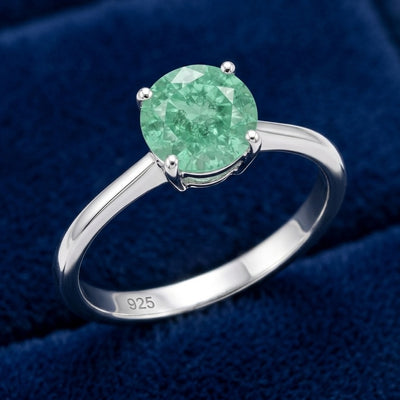 Esmeralda verde natural 1.8ct corte redonda — Anillo Plata 925 | Gold Shield