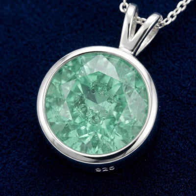 Esmeralda verde natural 1.8ct corte redonda — Dije Plata 925 | Gold Shield