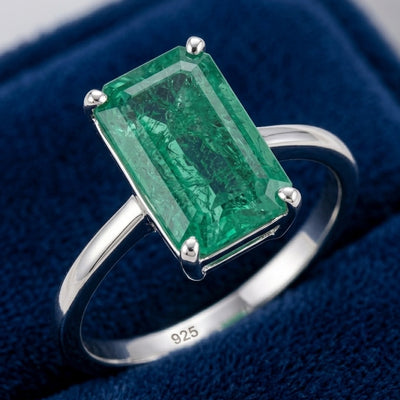 Esmeralda verde natural 1.3ct corte octágono — Anillo Plata 925 | Gold Shield