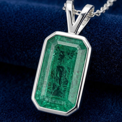 Esmeralda verde natural 1.3ct corte octágono — Dije Plata 925 | Gold Shield
