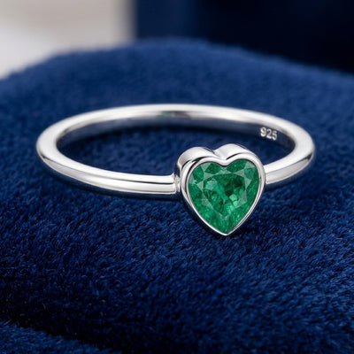 Esmeralda verde natural 0.4ct corte corazón — Anillo Plata 925 | Gold Shield