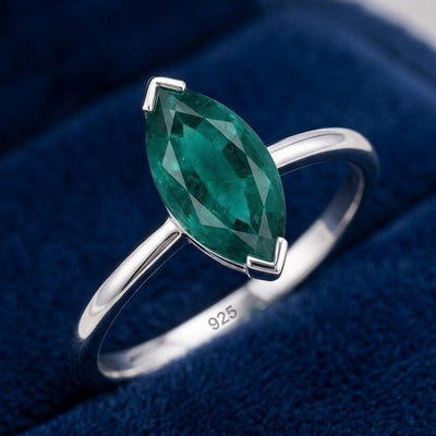 Esmeralda verde natural 2.2ct corte marquesa — Anillo Plata 925 | Gold Shield
