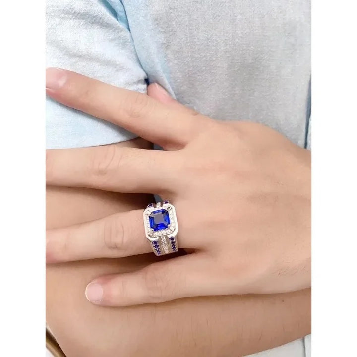 Anillo de Zafiro Azul y Diamantes - Joyería de Lujo | GemasExclusivas