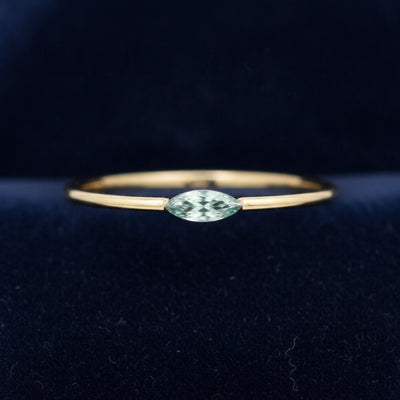 anillo oro 14k con alexandrita verde natural 0.39ct corte marquesa, joyería mexicana Gold Shield