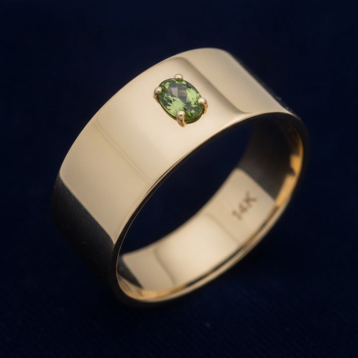 anillo de hombre de oro 14k con alexandrita verde natural 0.40ct corte oval, joyería mexicana Gold Shield