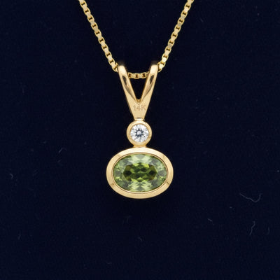 dije oro 14k con alexandrita verde natural 0.40ct corte oval, joyería mexicana Gold Shield